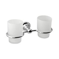 Dubbele Bekerhouder Sapho Diamond Hangend Chroom / Melkglas - thumbnail