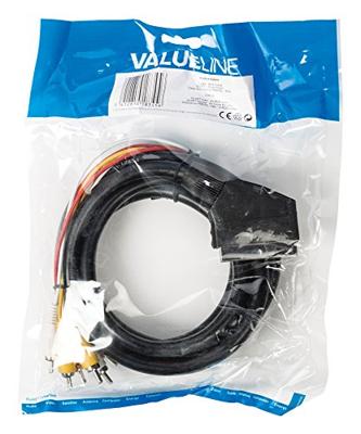 Valueline Vlvp31160b20 Scart - Rca Kabel Scart Mannelijk - 6x Rca Mannelijk 2,00 M Zwart - thumbnail