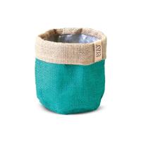 Sizo waterdichte plantenzak van jute 13 cm petrol - thumbnail