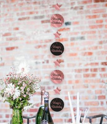 Hangdecoratie 25 Jaar Roségoud/Zwart (1,2m) - thumbnail