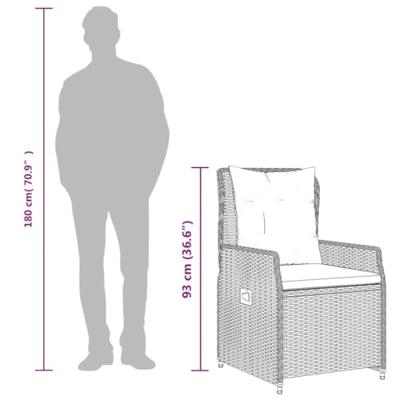 5-delige Tuinset met kussens poly rattan zwart