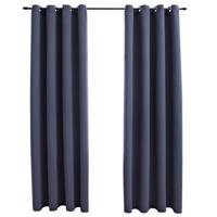 VidaXL Gordijnen verduisterend met ringen 2 st 140x225 cm antraciet - thumbnail