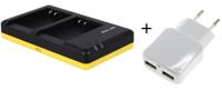 Duo lader voor 2 camera accu's Nikon EN-EL23 + handige 2 poorts USB 230V adapter - thumbnail