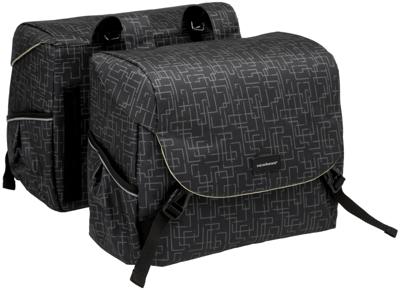 Newlooxs Mondi joy dubbele fietstas - waterafstotend polyester - racktime systeem - 37x16x32cm - ivy walnut