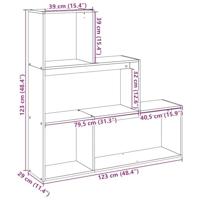 Kamerscherm / boekenkast 3-laags 123x29x123 cm hout betongrijs - thumbnail