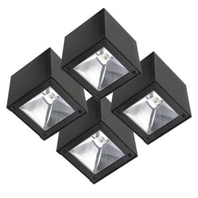 Set 4 stuks LED Solar Cube wandlamp zwart vierkant