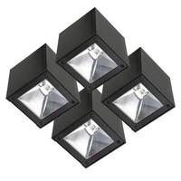 Set 4 stuks LED Solar Cube wandlamp zwart vierkant - thumbnail