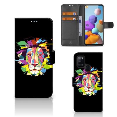 Samsung Galaxy A21s Leuk Hoesje Lion Color Samsung Galaxy A21s Leuk Hoesje Lion Color