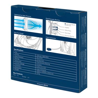 Arctic P12 PC-ventilator Zwart (b x h x d) 120 x 25 x 120 mm