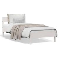 Bedframe met hoofdbord massief grenenhout wit 90x190 cm - thumbnail