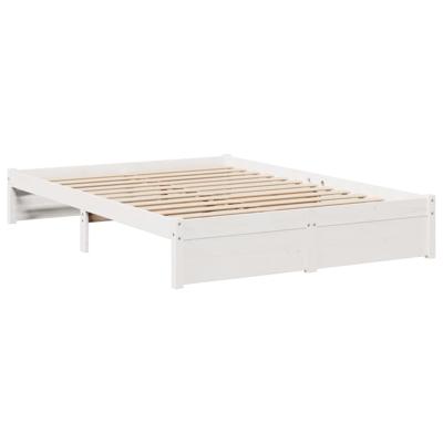 Bed met boekenkast zonder matras grenenhout wit 140x200 cm