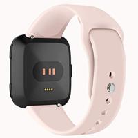 By Qubix - Compatible met Fitbit Versa 1/2 & Lite siliconen bandje - Maat: Small - Zand roze - Compatible fitbit bandje - thumbnail