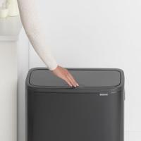 Brabantia Bo Touch Bin Afvalbak - 2x30 liter - 2 kunststof binnenemmers - matt black 221484 - thumbnail