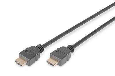 DIGITUS - HDMI met ethernetkabel - HDMI (M) naar HDMI (M) - 3 m - drievoudig afgeschermd - zwart - gevormd, 4K ondersteuning