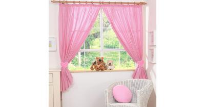 My Sweet Baby Gordijn Two Hearts Ruit/Fuchsia (2 stuks)