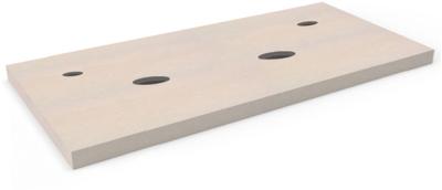 Ben Elina blad Beige beton 120x45x2 cm met 2 sifonuitsparingen met kraangaten aan buitenzijde