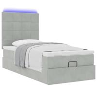 Ottoman bed met matrassen en LED's 100x200cm fluweel lichtgrijs - thumbnail