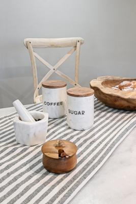 Placemat en servetten DKD Home Decor 150 x 150 x 0,5 cm Grijs Wit Groen