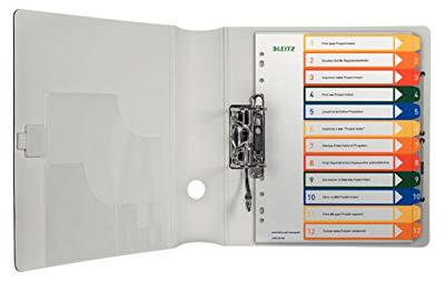 Leitz 12940000 Register DIN A4, Bovenbreedte 1-12 Polypropyleen Meerdere kleuren 12 tabbladen PC-beschrijfbaar 12940000