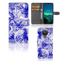 Telefoonhoesje met Naam Nokia 1.4 Angel Skull Blauw - thumbnail