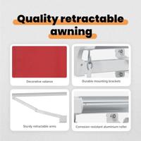 VidaXL Inklapbaar zonnescherm rood 350 x 200 cm stof - thumbnail