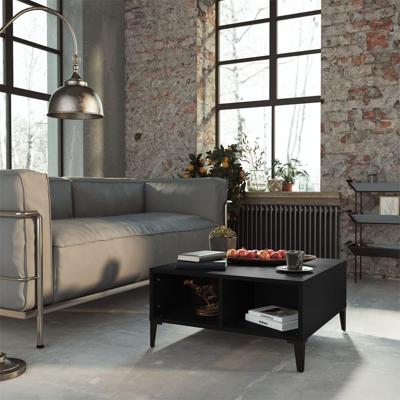 Salontafel 60x60x30 cm bewerkt hout zwart Salontafel 60x60x30 cm bewerkt hout zwart