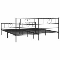 Bedframe met hoofd- en voeteneinde metaal zwart 193x203 cm - thumbnail