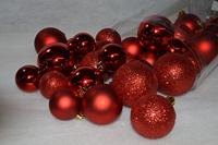 Kerstballen mix kunststof rood 30-delig - thumbnail