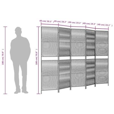 Kamerscherm 5 panelen poly rattan zwart Kamerscherm 5 panelen poly rattan zwart