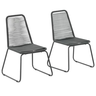 Tuinstoelen 2 st poly rattan zwart