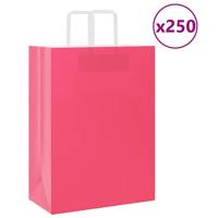 VidaXL Papieren zakken 250 st met hengsels 32x17x44 cm roze - thumbnail