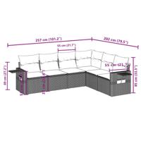 7-delige Loungeset met kussens poly rattan beige - thumbnail