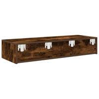 Wandschap met lades 100x36x19cm bewerkt hout gerookt eikenkleur - thumbnail