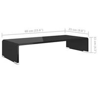 TV-meubel/monitorverhoger zwart 60x25x11 cm glas - thumbnail