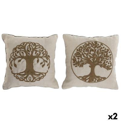 Kussen Home ESPRIT Wit Natuurlijk Boomstructuur Romantiek 45 x 15 x 45 cm (2 Stuks)