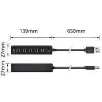 ACT AC6215 HighSpeed USB Hub 2.0 | 7x USB-A | 480 Mbps | On/Off Switch | Zwart - thumbnail