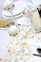 Vanille Creme Organza op Rol Gouden Bloemen (9m x 0.36m) - thumbnail