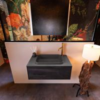 Badkamermeubelset Mondiaz Erin 80 cm met 1 Lade met RIDGE Wastafel Midden Dark grey met 1 kraangat Greeploos Mat Antracite - thumbnail
