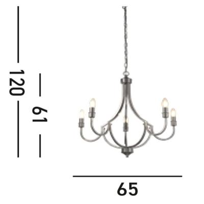 Searchlight Klassieke hanglampLodge 5-lichts zilver - 82915-5SS