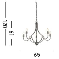 Searchlight Klassieke hanglampLodge 5-lichts zilver - 82915-5SS - thumbnail