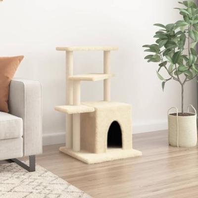Kattenmeubel met sisal krabpalen 83,5 cm crmekleurig - thumbnail