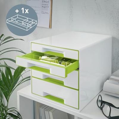 Ladenblok leitz wow 4 laden wit/groen Ladenblok leitz wow 4 laden wit/groen