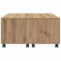 Salontafel artisanaal eikenkleurig 75 x 75 x 38 cm Bewerkt hout - thumbnail