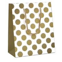 Cadeautasjes gold dots 19x10x23cm | 12 stuks - thumbnail