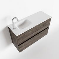 MONDIAZ ADA 80cm toiletmeubel dark brown. LEX wastafel talc links 1 kraangat - thumbnail
