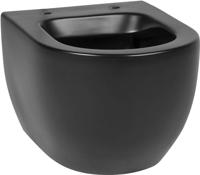 Saqu Home compact en randloos hangtoilet met PowerFlush en quickrelease toiletbril mat zwart - thumbnail