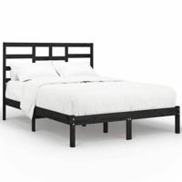 Bedframe massief hout zwart 140x190 cm - thumbnail