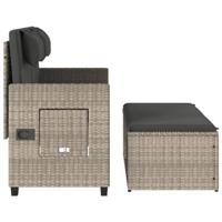 Tuinbankje verstelbaar met kussens poly rattan lichtgrijs - thumbnail