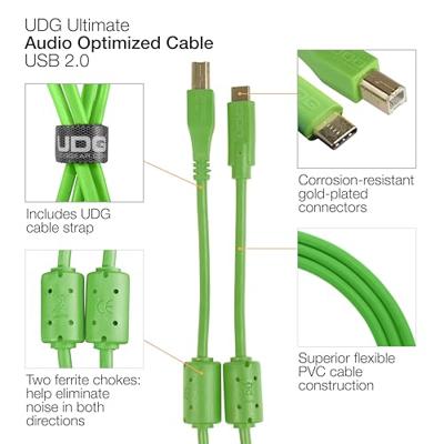 ULTIME CABEL UDG U96001GR - ULTIEME AUDIO USB 2.0 C-B GROEN STRAIGHT 1,5 m