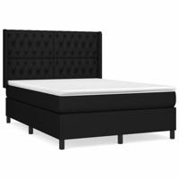Boxspring met matras stof zwart 140x190 cm - thumbnail